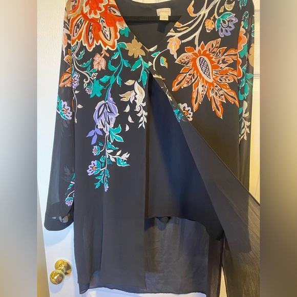 Chicos Long Bohemian Bouquet Top Size XL - Picture 5 of 8